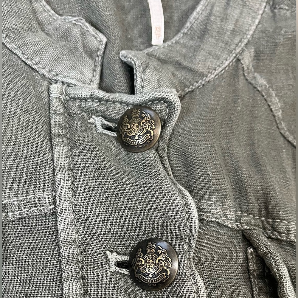 Free People XS Green Emilia Utility Military Blazer Jacket Urban Outfitters - Picture 5 of 15